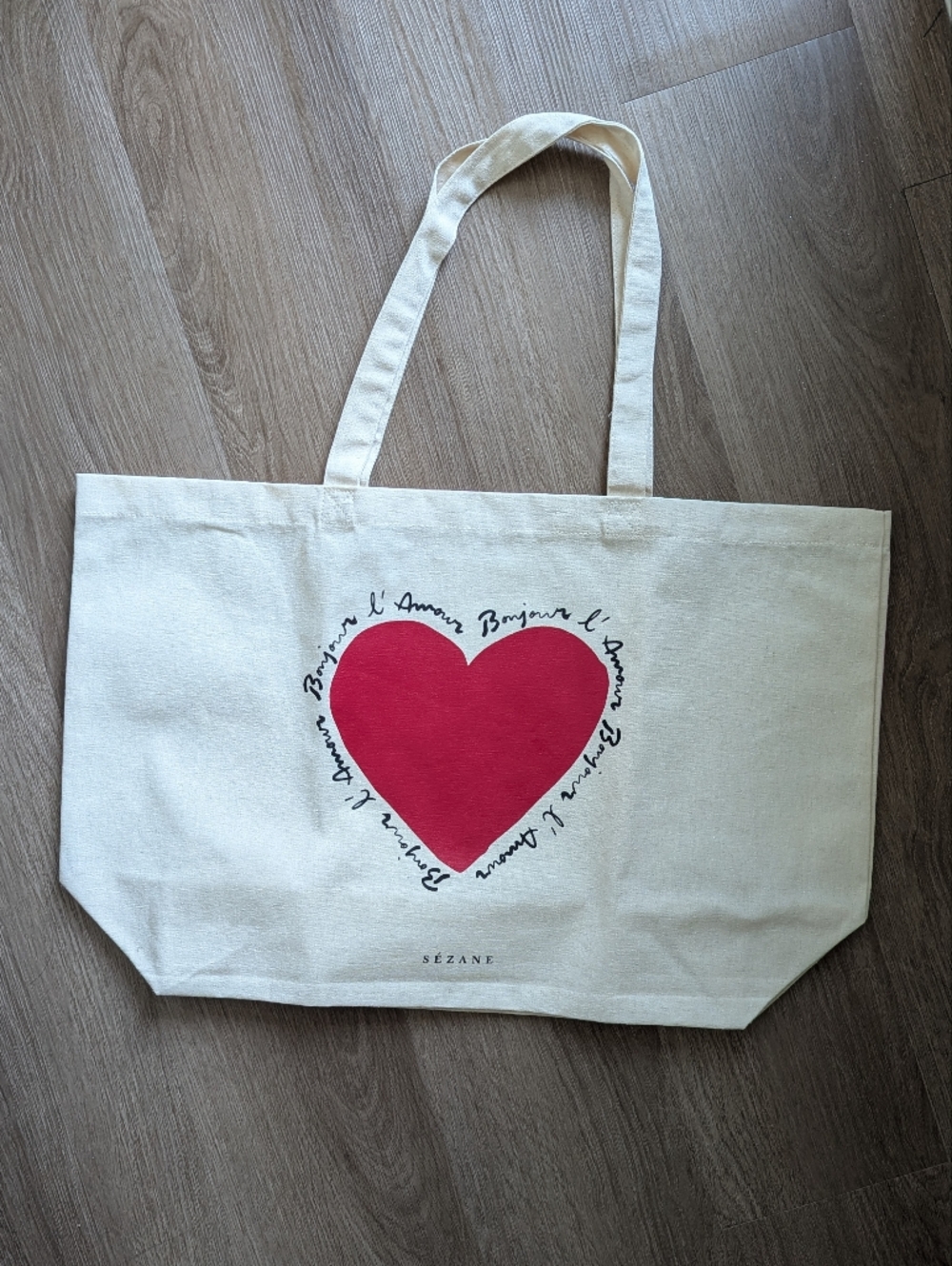 NWOT Sezane Canvas Tote with Red Heart